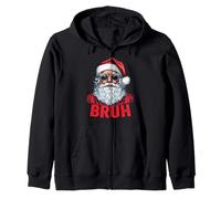 Merry Christmas Bruh Funny Santa Claus Retro Men Women Kids Zip Hoodie