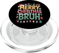 Merry Christmas Bruh Funny Santa Hat Holiday Party Gathering PopSockets PopGrip for MagSafe