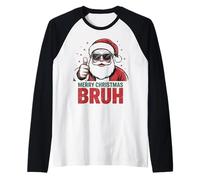 Merry Christmas Bruh Meme Funny Saying for Brother Boys Men Raglan Baseball Tee
