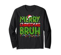 Merry Christmas Bruh Santa Family Pajamas Xmas Lights Boys Long Sleeve T-Shirt