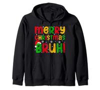 Merry Christmas Bruh Xmas Santa Claus Family Mens Kids Boys Zip Hoodie