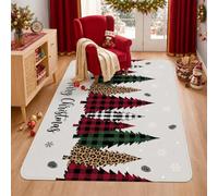 Merry Christmas Buffalo Plaid Trees Tree Area Rug 3' X 5'