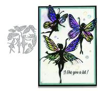 Merry Christmas Butterfly Fairy Greeting Card Metal Die Cuts,Snowflake Flower Leaf Cutting Dies Cut Stencils DIY Scrapbooking Decorative Embossing Paper Scrapbooking Card Making