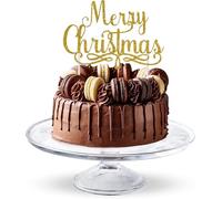 Merry Christmas Cake Topper Decorations Gold Double Sided, Festive Toppers by 3 Little Desserts