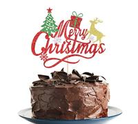 Merry Christmas cake Toppers Glitter Eve Xmas Cupcake Picks for Celebrating Merry Christmas Theme New Year Holiday Party Cake Decorations Supplies (8)