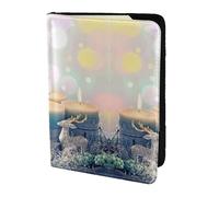 Merry Christmas Candle 1 Printing Cowhide Travel Passport Wallet for Women Men Document Organizer Passports Holder for Travel