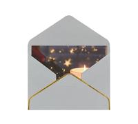 Merry Christmas Candle Luxury Pearl Paper Greeting Card With Gold Border, Blank Inside, With Envelope - Birthday, Wedding, Christmas, Valentine