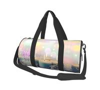 Merry Christmas Candle Print Round Duffel Bag, Canvas Overnight Travel Tote Bag, Waterproof and Tear-Resistant.Foldable Weekend Travel Bag