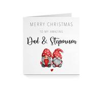 Merry Christmas Card for Dad Stepmum - Amazing Gonk Red Heart For Him Her In-Laws