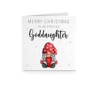 Merry Christmas Card for Goddaughter - Amazing Gonk Watercolour For Her