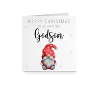 Merry Christmas Card for Godson - Amazing Gonk Red Heart For Him Child