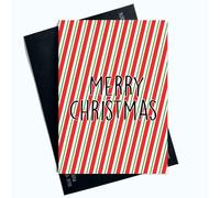Merry Christmas Card Funky Striped Lines Christmas Card For Him For Her Friends And Family Festive Greeting SP152