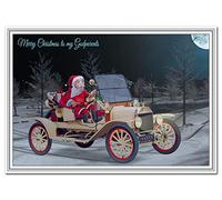 Merry Christmas Card - Luxury Quality - Unique Design Santa Model T - Happy Xmas (Godparents Christmas Cards)