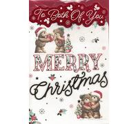 Merry Christmas Card,To both of you, Cute Teddy Design, 23 x 15 cm