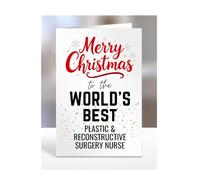 Merry Christmas card to the Worlds Best Plastic & Reconstructive Surgery Nurse, presents, gifts, for, colleagues, ward, manager, staff, department, work, men, women, A5-284_88