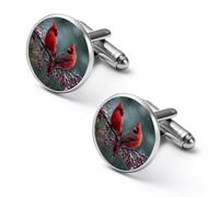 Merry Christmas Cardinal Bird Cufflinks Funny Cuff Links for Men Father Dad Wedding Christmas Shirts