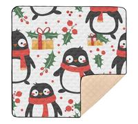 Merry Christmas Cartoon Cute White Penguin Soft Thick Baby Floor Play mat for Indoor Outdoor Lightweight Foldable Travel Play Mat for Babies Infants Toddlers, 50'' x 50''