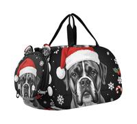 Merry Christmas Cartoon Dog Fun Girl's Gym Duffel Bag with Shoes Compartment Multifunctional Weekend Travel Bag for Beach Swim Bags Pool Sports