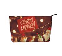 Merry Christmas Cartoon Prints Corduroy Makeup Bag for Women Girls, Spacious Travel Cosmetic Organiser for Make-up, Toiletries & Essentials