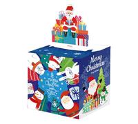 Merry Christmas Cash Box - 50 Transparent Bags, Money Holder with Pull Card | Cart Party, Santa Box for Holiday Cash for Kids, Adults, Christmas Party