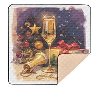 Merry Christmas Champagne Large Sturdy Baby Tummy time Play mat for Indoor Outdoor One-Piecing Foldable Activity Gym Mat for Newborns Babies Infants Toddlers, 50'' x 50''