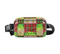 Merry Christmas Checkered Pattern Trendy Waist Pack Crossbody Bag for Men Women Multipurpose Crossbody Bag Anti Theft Waist Pack with Adjustable Strap for Travel Shopping Running