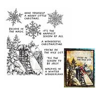 Merry Christmas Chimney Winter Wishes Believe Magic Snow Jolly Season Metal Cutting Die and Clear Stamp Set for Scrapbooking Embossing Craft Stencil Card-Making DIY Gift Card Album