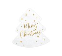 'Merry Christmas' Christmas White Paper Party Tree Shaped Napkins x 20