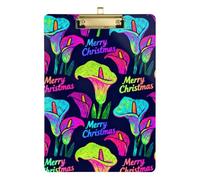 Merry Christmas Colorful Calla Lilies Flowers A4 clipboard mini hardboard Plastic for 5th Grade Classroom Essentials for Teachers Size 9 x 12