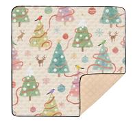Merry Christmas Colorful Christmas Tree Cute Foldable Baby Playmat for Floor Portable Foldable Playroom Activity Mat for Baby Toddler Infant, 50'' x 50''alfombras con Musica para