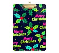 Merry Christmas Colorful Holly A4 Social Worker clipboard Waterproof for Teacher Portfolio clipboard Size 9 x 12