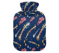 Merry Christmas Colorful Meteor hot Water Bottle with Soft Cover, 1L hot Compress for Pain Relief,Pain Relief,Bolsa para cólicos menstruales