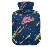Merry Christmas Colorful Meteor hot-Water Bottle with Soft Cover, 2L hot Compress Bag for Hot and Cold Therapies