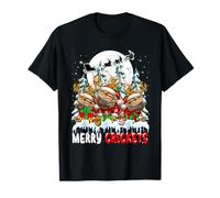 Merry Christmas Crickets Three Santa Bearded Dragons Xmas T-Shirt