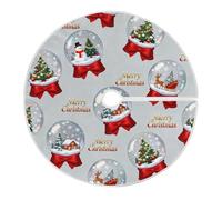 Merry Christmas Crystal Ball Decorative Tree Skirt Christmas Round Little Christmas Tree Skirt Collar for Valentines Valentines Valentines 48 inches Falda para arbol