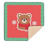 Merry Christmas Cute Brown Bear Cute mat for Baby to Play on Floor for Floor Comfortable Foldable Infant Play Activity Mat for Baby Kids Toddlers Infants, 50'' x 50''