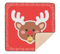 Merry Christmas Cute Brown Elk Large Sturdy Thick Play mat for Baby for Indoor Outdoor Cozy Breathable Foldable Padded Play Mat for Baby Kids Toddlers Infants, 50'' x 50''