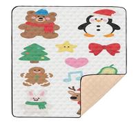 Merry Christmas Cute Brown Elk Large Stylish Foldable Baby Play mat for Floor Waterproof Foldable Activity Gym Mat for Newborns Babies Infants Toddlers, 50'' x 50''