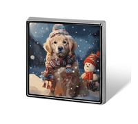 Merry Christmas Cute Dog Snowman Button Pin Funny Cute Brooch Pins Personalized Square Lapel Pin Badges Alloy Pinback Button Badge Novelty Backpack Pins for Jackets Hat Bags Chrismas Birthday Gift