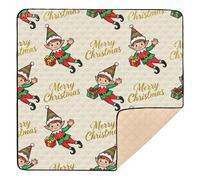 Merry Christmas Cute Elf Large Sturdy Baby Playmat for Floor Cozy Breathable Foldable Playroom Activity Mat for Baby Kids Toddlers Infants, 50'' x 50''