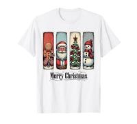 Merry Christmas Cute Gingerbread Tree Snowman Santa Art T-Shirt