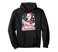 Merry Christmas Cute Goose Santa Hat Mistletoe Snow Pullover Hoodie