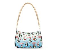 Merry Christmas Cute Penguin Trendy Chain Fanny Packs for Women Crossbody Hand Bag for Traveling