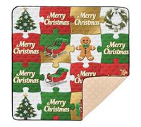 Merry Christmas Cute Puzzle Large Sturdy Baby Playmat for Floor One-Piecing Baby Crawling Mat for Baby Toddler Infant, 50'' x 50''
