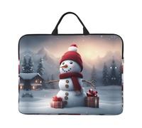 Merry Christmas Cute Snowman 1 Print Laptop Sleeve Case14in Computer Cases for Pad Tablet, Briefcase Bag