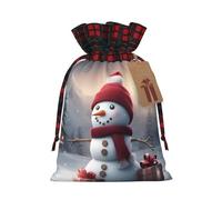 Merry Christmas Cute Snowman 1 Print Xmas Drawstring Gift Bags Reusable Christmas Bags Birthday For Wrapping Needs