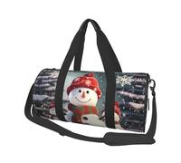 Merry Christmas Cute Snowman Duffle Bag With Shoes Compartment And Adjustable Strap,Foldable Travel Duffel Bags For Men Women,Waterproof Duffel Bags, Black, One Size