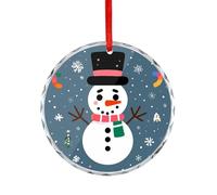 Merry Christmas Cute Snowman Glass Circular Pendant Personalization Christmas Tree Hanging Ornaments Funny Round Glass Hanging Pendants Holiday Decor for Party Xmas Wedding