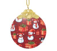 Merry Christmas Cute Snowman Print Glass Round Pendant Ornaments Versatile Christmas Hanging Decor Festivities