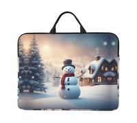 Merry Christmas Cute Snowman Print Laptop Sleeve Case14in Computer Cases for Pad Tablet, Briefcase Bag
